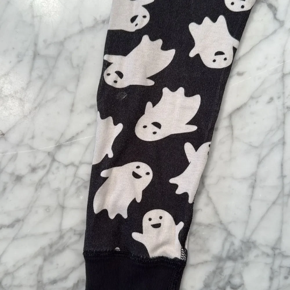 Hanna Andersson Spooky Ghost Print  Black Pajama Bottoms Sz 4T
